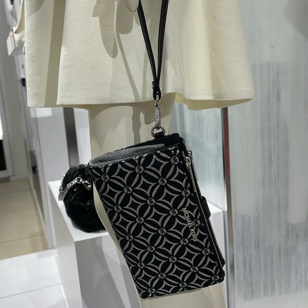 Michael Kors Jet Set Travel Large Double-Zip Wristlet-Wallet-PhoneHolder Black - Picture 3 of 16